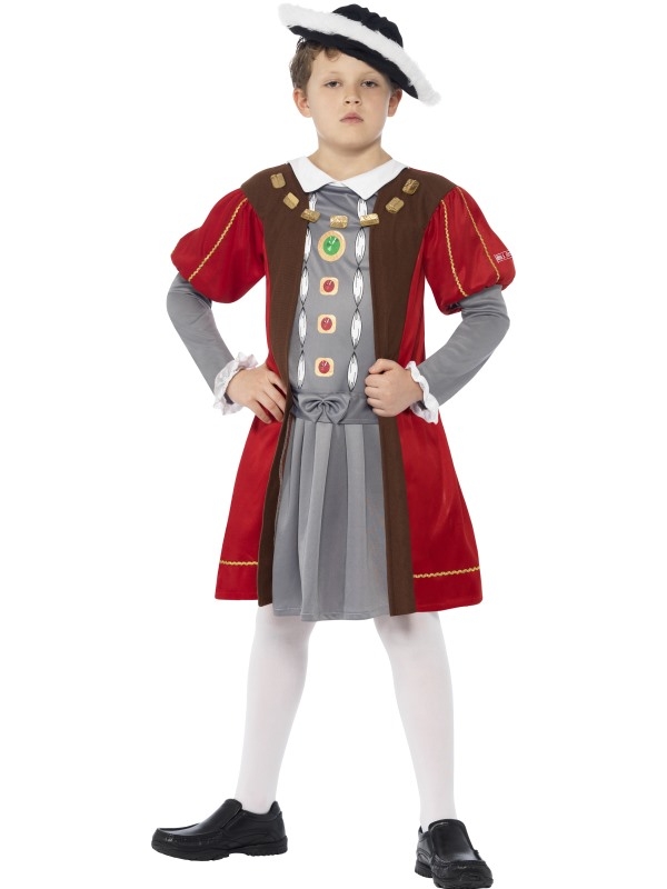 Prachtig Horrible Histories Henry VIII Kinder kostuum, bestaande uit het tuniekje en de hoed. 