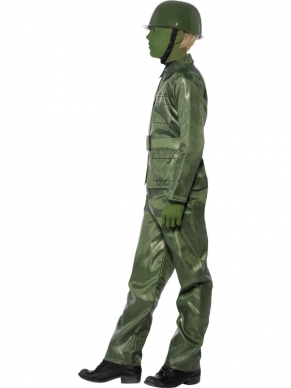Mooi Toy Soldier Soldaat kinder kostuum. Ook voor volwassenen beschikbaar!Inbegrepen zijn het groene shirt, de broek, de riem en de helm.
Maak je oufit af met \