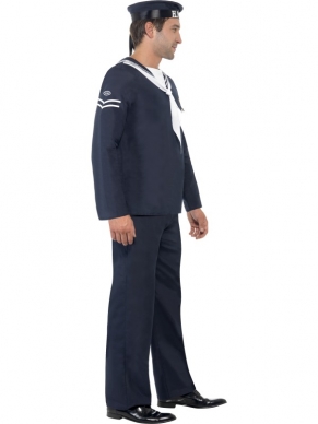Mooi WW2 Marine heren pak, bestaande uit het donkerblauwe shirt, de broek en de hoed.