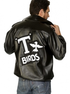 Zwart Grease T-Bird Jasje met T-Bird in het wit op de rug.