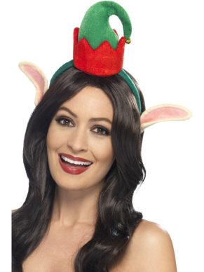 Leuk Mini Elf Hoedje met Oren. Maak je elf little helper outfit compleet met dit leuke hoedje. Het is een diadeem met hoedje en oren. Leuk voor een kerst themafeest of carnaval. 
