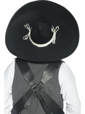 Grote Zwarte Authentic Mexicaanse Bandieten Sombrero. One size fits most. Grote hoed maar blijft goed zitten door touwtje. We verkopen nog meer hoeden en accessoires.