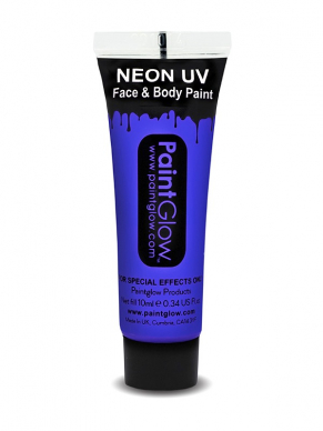 Blauwe UV Face & Body Paint Make up Tube van 10ml. Maak de mooiste creaties. Leuk voor een neon disco feestje. Verkrijgbaar in diverse kleuren.