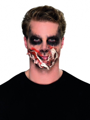Zombie make-up kit met vloeibare latex, zombie dirt, schmink, bloed en instructies. Uw enge horror zombie look is in mum van tijd gemaakt. 