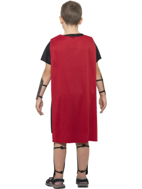Waan je terug in de tijd van de Romeinen met dit Roman Soldier Kostuum voor kinderen. Dit kostuum bestaat uit het tuniek met aangehechte cape en arm/been manchetten. 