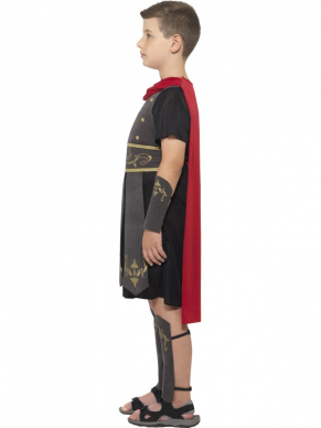 Waan je terug in de tijd van de Romeinen met dit Roman Soldier Kostuum voor kinderen. Dit kostuum bestaat uit het tuniek met aangehechte cape en arm/been manchetten. 