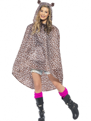 Leopard Party Poncho. Ideaal om te dragen tijdens een festival als het regent, zowel voor heren als dames. One Size