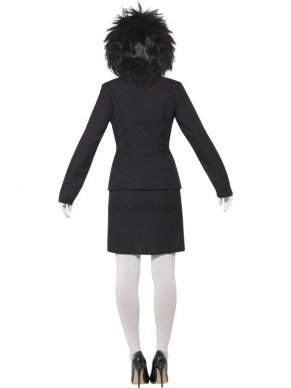 Jig Saw Kostuum bestaande uit een zwart jasje, Shirt, Rok, Strik, handschoenen en make-up.