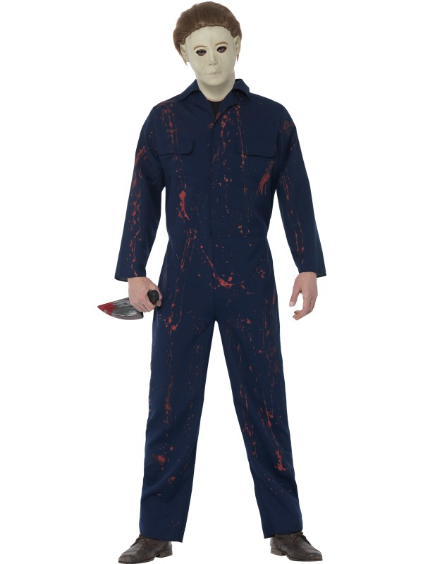 Halloween H20 Michael Myers Kostuum bestaande uit een jumpsuit, latex masker en een mes.Formaat: Chest 42\