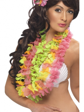 Een set van 3 gekleurde hawaii kransen voor een zomers feestje.