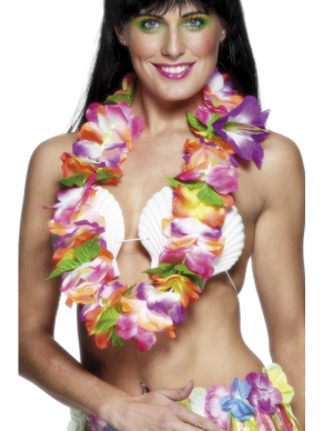 Een multi gekleurde hawai krans met mooie grote bloemen.Steel de show met deze hawaii krans op een beachparty.