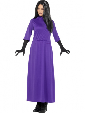 Een mooi Roald Dahl Deluxe The Witches kostuum, bestaande uit een paarse jurk met pruik en handschoenen. Met dit kostuum ben je dus al helemaal compleet.