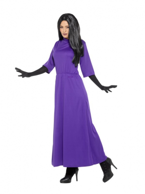 Een mooi Roald Dahl Deluxe The Witches kostuum, bestaande uit een paarse jurk met pruik en handschoenen. Met dit kostuum ben je dus al helemaal compleet.
