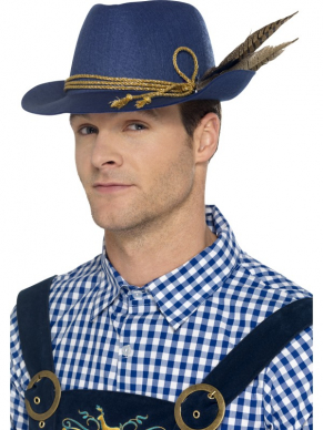 Combineer deze geweldige blauwe Authentieke Beierse Oktoberfest hoed inclusief veer met een van onze Tiroler kostuums