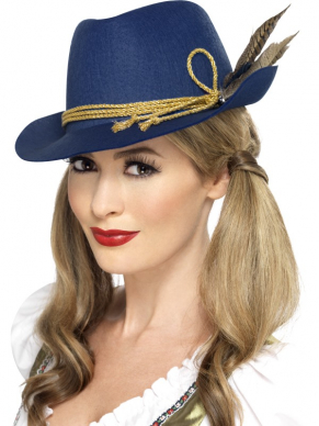 Combineer deze geweldige blauwe Authentieke Beierse Oktoberfest hoed inclusief veer met een van onze Tiroler kostuums