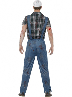 Zombie Hillbilly Kostuum, bestaande uit de overal met Latex Ribben, Shirt & Baseball Cap. Combineer dit kostuum met de Hillbilly tanden en Mud spray om de look compleet te maken. Wij verkopen ook het Hillbilly dames kostuum.