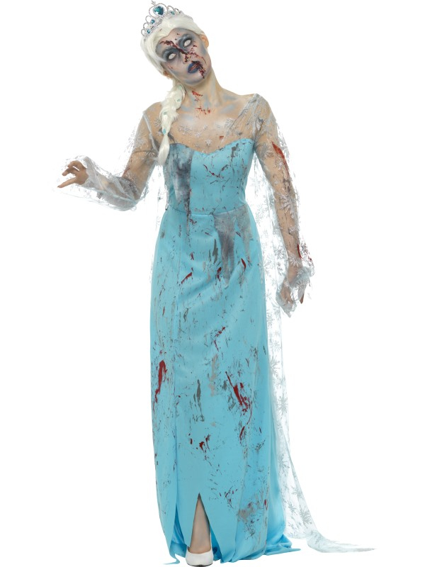 Kies eens voor wat anders tijdens Halloween en draag dit prachtige Zombie Froze to Death Kostuum, bestaande uit een ijsblauwe jurk met Latex Ribben & Tiara.Combineer deze jurk met de Zombie Froze to Death Pruik om de look helemaal af te maken.