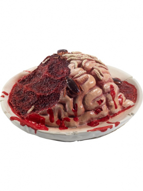 Een schaal met rottende hersenen, maden en kakkerlakken ter decoratie voor Halloween.
Afm: 27x27x10cm.