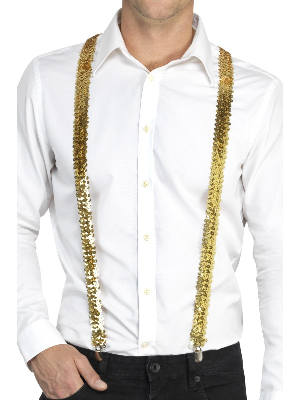 Gouden Bretels met lovertjes. Combineer deze bretels met andere artikelen uit de Glamour categorie om de look compleet te maken.
Unisex
