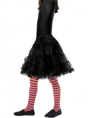 Kinder Wicked Witch Panty, oranje/zwart.
One Size/9-12 jaar