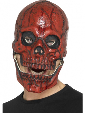 Rode Blood Skull Mask Foam Latex, Full Overhead met afneembare bewegende kaak.