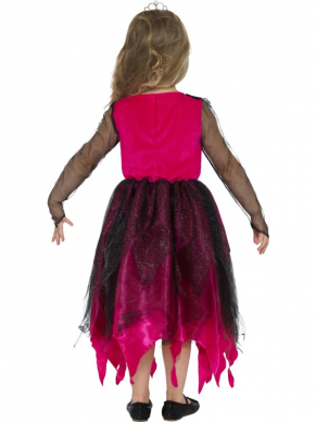 Steel de show tijdens Halloween met dit prachtige zwart/roze Deluxe Gothic Prom Queen Kostuum incl. Tiara.