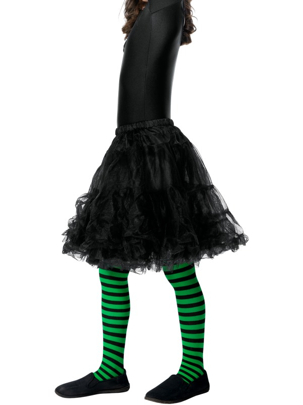 Kinder Groen/Zwarte Wicked Witch Panty voor Halloween.