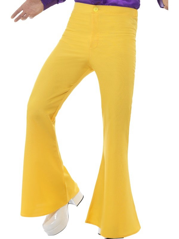 Transporteer jezelf terug naar de jaren 80 met deze geweldige gele wijde pijpen broek.Deze broek is verkrijgbaar in verschillende kleuren.
