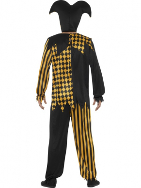 Jaag iedereen de stuipen op het lijf tijdens Halloween met dit Evil Court Jester Kostuum in de kleuren Zwart/Goud.Ook verkrijgbaar in Zwart/Wit.