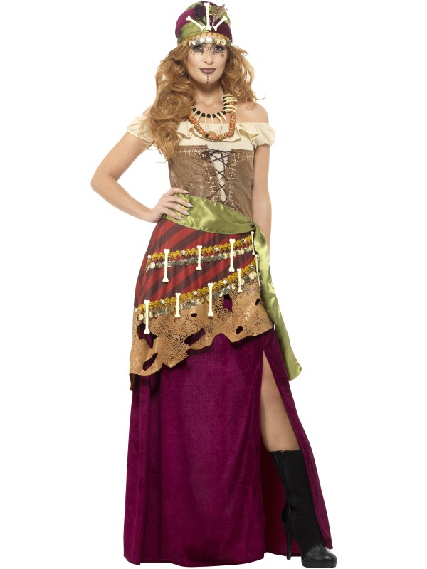Impress the Halloween Party met dit Deluxe Voodoo Priesteres Kostuum.Dit kostuum bestaat uit een multi gekleurde jurk met sjerp, hoofdstuk en ketting kortom met dit kostuum ben je zo goed als klaar.Toch nog een pruik toevoegen ? Dat kan!
