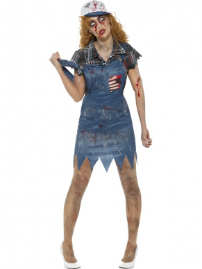 Dit Zombie Hillbilly Kostuum is Sexy en Scary tegelijk.Het kostuum bestaat uit een blauwe overjurk met uitstekende latex ribben, een shirt en een basebal pet.Combineer de look met de Hillbilly Tanden en Mud Spray en je bent klaar voor Halloween. Wij verkopen ook het heren Hillbilly Kostuum.