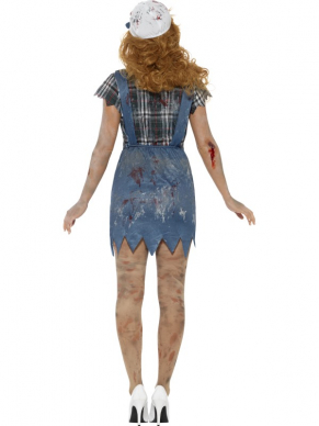 Dit Zombie Hillbilly Kostuum is Sexy en Scary tegelijk.Het kostuum bestaat uit een blauwe overjurk met uitstekende latex ribben, een shirt en een basebal pet.Combineer de look met de Hillbilly Tanden en Mud Spray en je bent klaar voor Halloween. Wij verkopen ook het heren Hillbilly Kostuum.