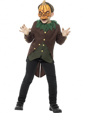 Bekend van de gelijknamige Film Goosebumps, dit  Jack-O'-Lantern Kostuum voor Halloween, bestaande uit een broek shirt, jasje en masker.
