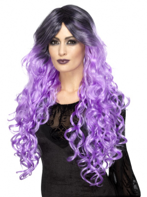 Een prachtige Gothic Glamour Pruik in de kleur Lilac Purple met donkere aanzet. Ook verkrijgbaar in andere kleuren.