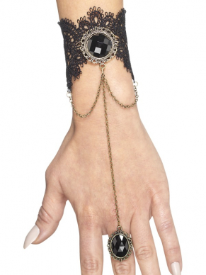 Gothic Bracelet, Black & Gold. Leuk te combineren met de Gothic Witch Pruik 