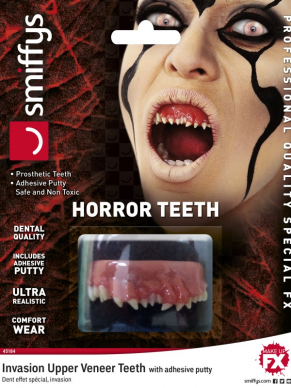 Horror Teeth, Invasion, White, with Upper Veneer Teeth, Fixing Plastic.