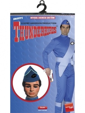 Scott verkleedkleding voor volwassenen bekend van de serie en film Thunderbirds. Inbegrepen is de blauwe jumpsuit, sjerp, schoenhoezen en hoedje.