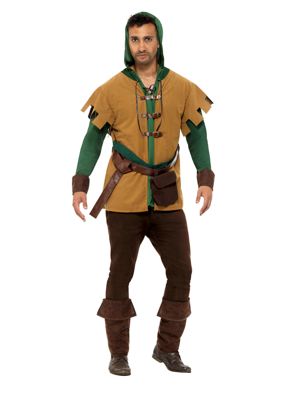 Steel de show met dit fantastische Robin Hood Kostuum, dit kostuum bestaat uit een groen shirt met hooded tuniek een riem, bootcovers en een zak.
