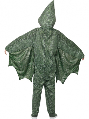 Voor de echte Dinosaurus Fan hebben wij dit geweldige Pterodactyl Dinosaur Kostuum. Dit kostuum bestaat uit een Groene Jumpsuit met aanhangende vleugels en capuchon. Leuk voor Carnaval of gewoon voor in de verkleedkist.