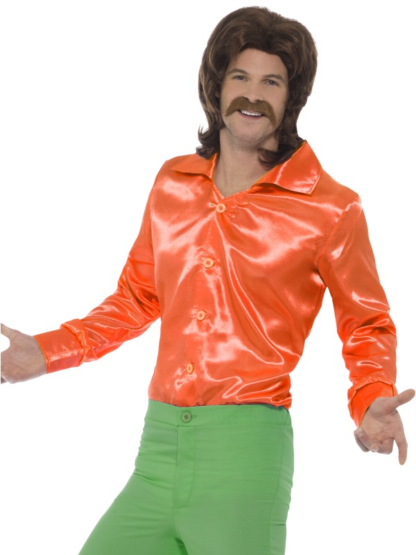 Back to the Sixties met deze geweldige Oranje Blouse. Combineer deze blouse met een Flare Pants en een pruik om je look compleet te maken.