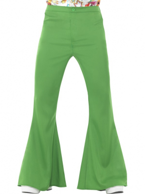 Back to the Sixties met deze geweldige groene Sixties broek met uitlopende pijpen voor heren. Leuk te combineren met onze Sixties Blouses.