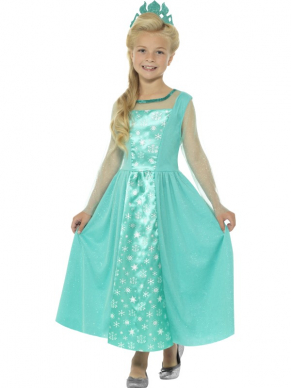 Een prachtige Ice Princess Jurk, bestaande uit een ice blauwe jurk met kroontje.