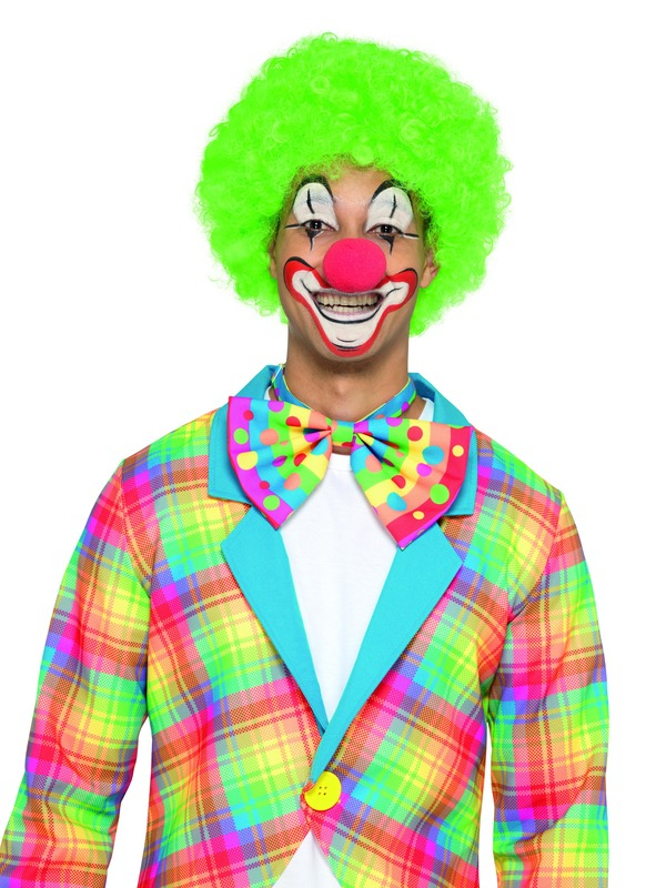 Grote Neon kleurige Clowns strik met stippen en strepen, leuk te combineren met andere items uit onze Clowns Collectie