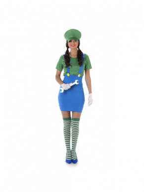 Groene Loodgieters kostuum voor de handige dames onder ons.