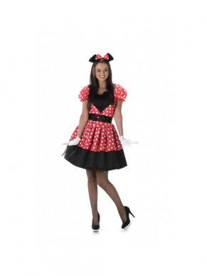 Een leuk Miss Mouse Kostuum voor Carnaval.Als de voorraad niet voldoende is neem dan gerust contact met ons op.