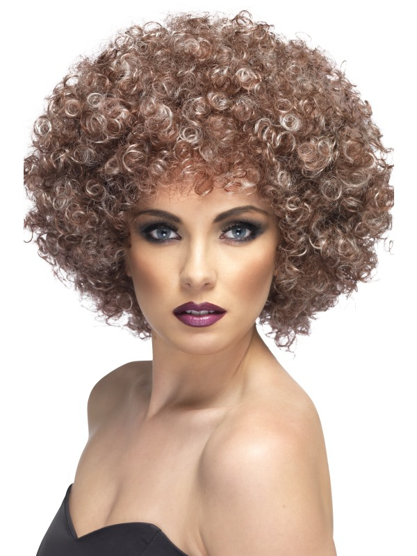 Maak jouw Seventies Look compleet met deze mooie blond/bruine Afro Pruik. Ook verkrijgbaar in het blond.