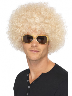 Maak je Seventies look af met deze geweldige blonde 70's Funky Afro Pruik. Zowel voor heren als dames te dragen.