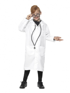 Jij maakt helemaal de blits met dit stoere Dokter Wetenschapper Unisex Kostuum. Complete outfit voor Carnaval of een ander verkleedfeest met witte lange jas.