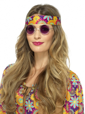 Maak jouw Hippielook compleet met deze paarse Hippie bril.