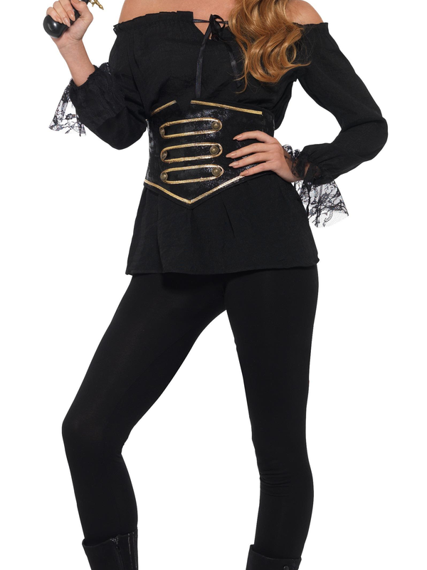 Dit Deluxe Pirate Shirt met vetersluiting in de taille is leuk te combineren op een zwarte broek. Maak je Piratenlook compleet met de bijpassende accessoires zoals pistool, pruik, hoed en zwaard.